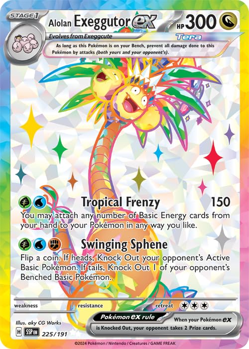Amazon.com: Pokemon - Alolan Exeggutor ex 225/191 - Surging