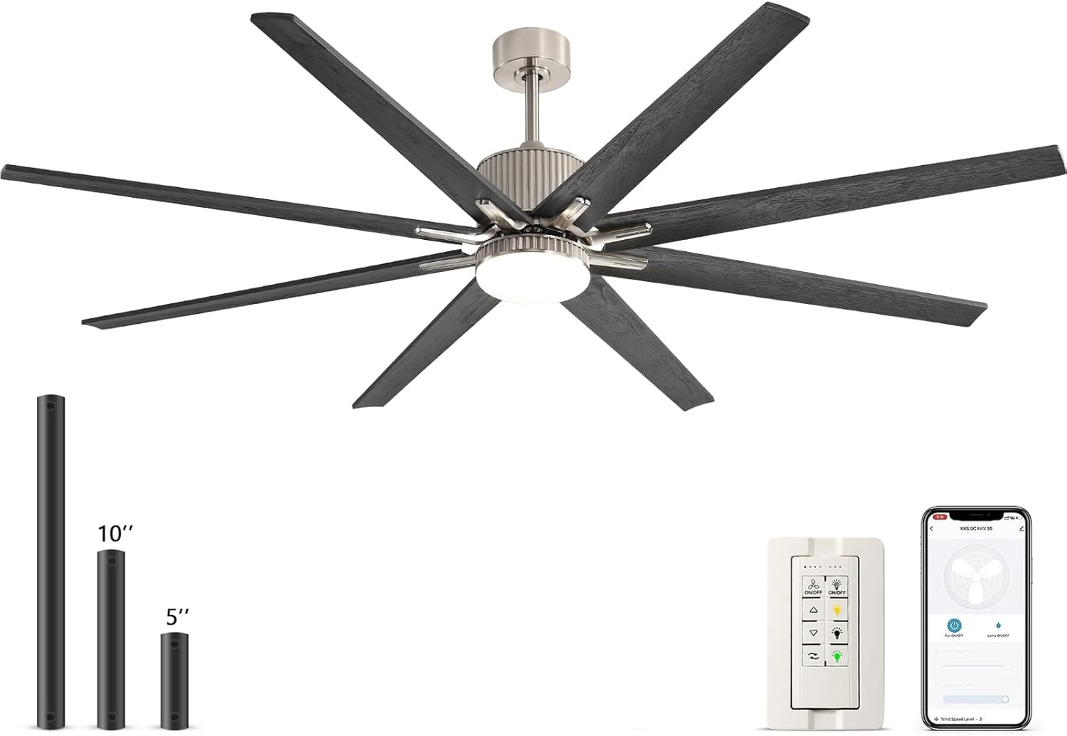 CACI Mall 76" Ceiling Fan with Lights Remote Control