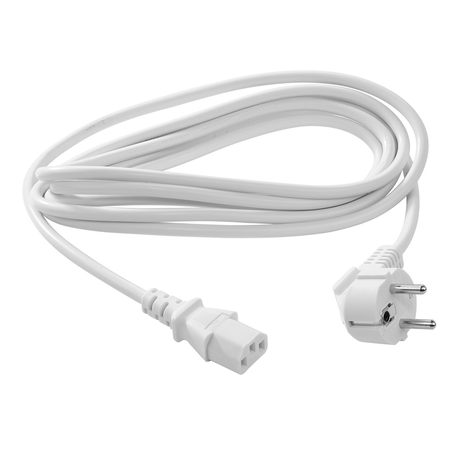 5er Pack Netzkabel Kaltgerätekabel Abgewinkelt Stromkabel mit Schutzkontakt - 5m, Weiss