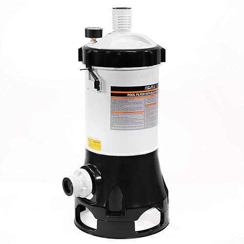 Miniatura 3 de XtremepowerUS 75204 Medidor de presión sobre el suelo, sistema de filtro de cartucho de piscina blanconegro con bomba incorporada