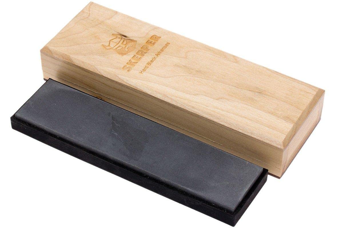 Skerper Hard Black Arkansas Piedra de Afilar Natural NABE20, para Afilar Cuchillos de Cocina, Cuchillos de Exterior, Cuchillas y Herramientas para Trabajar la Madera