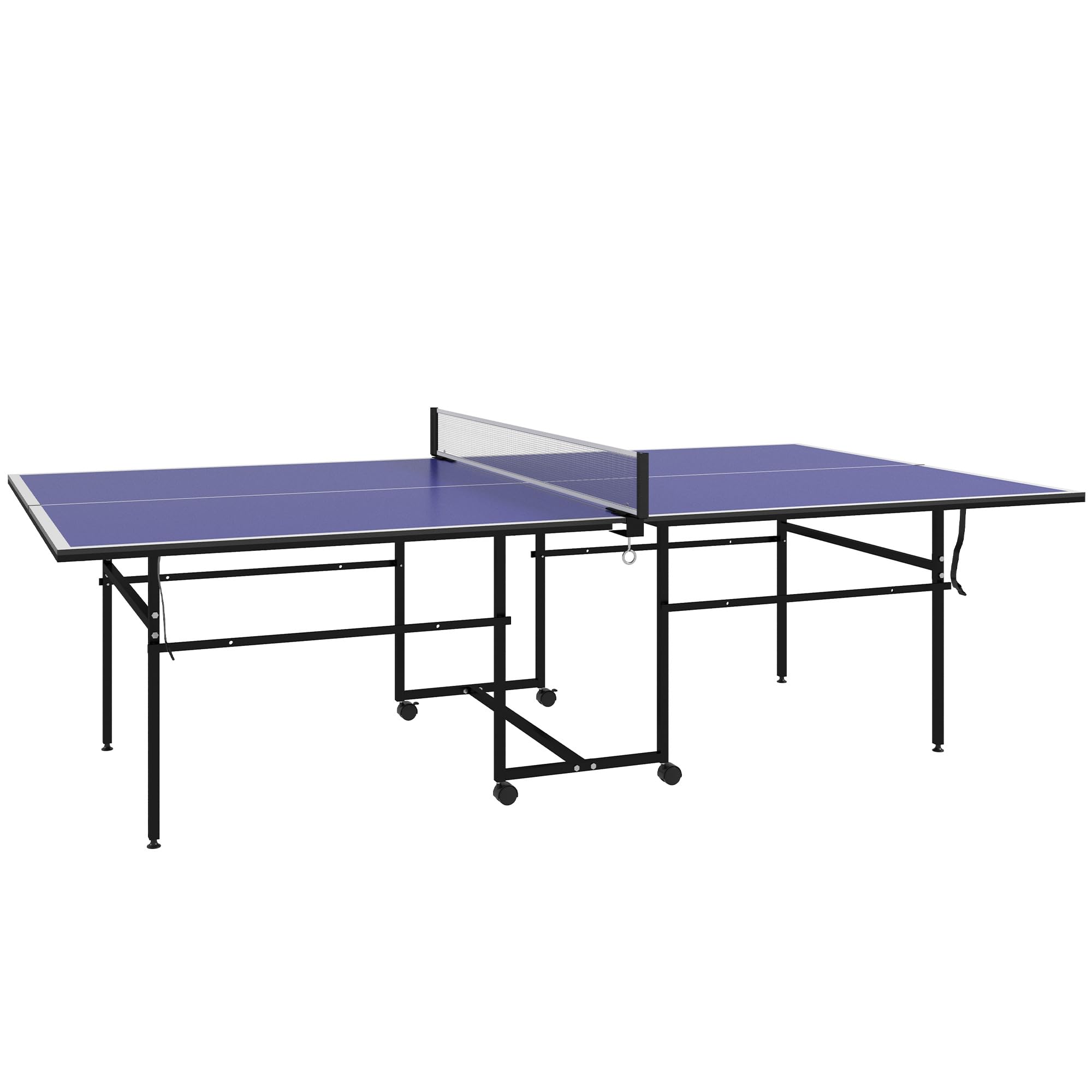 SPORTNOW Mesa de Ping-Pong Plegable Mesa de Tenis de Mesa Profesional con 4 Ruedas, 2 Palas, Red, y 3 Pelotas para Exterior e Interior, 274x152,5x75,5 cm Azul