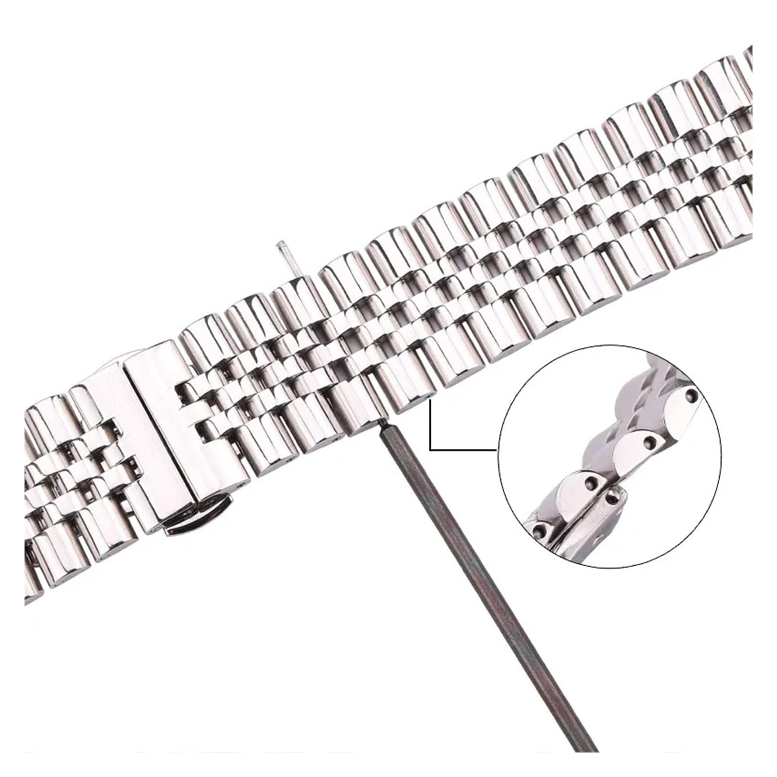 yingyingjia Pasek Do Zegarka Ze Stali Nierdzewnej Bransoleta Z Polerowanego Metalu W Kolorze Srebrnym Zapięcie Na Dwa Guziki I Motylkową Klamrę Paski Do Zegarków 16 Mm Do 22 Mm