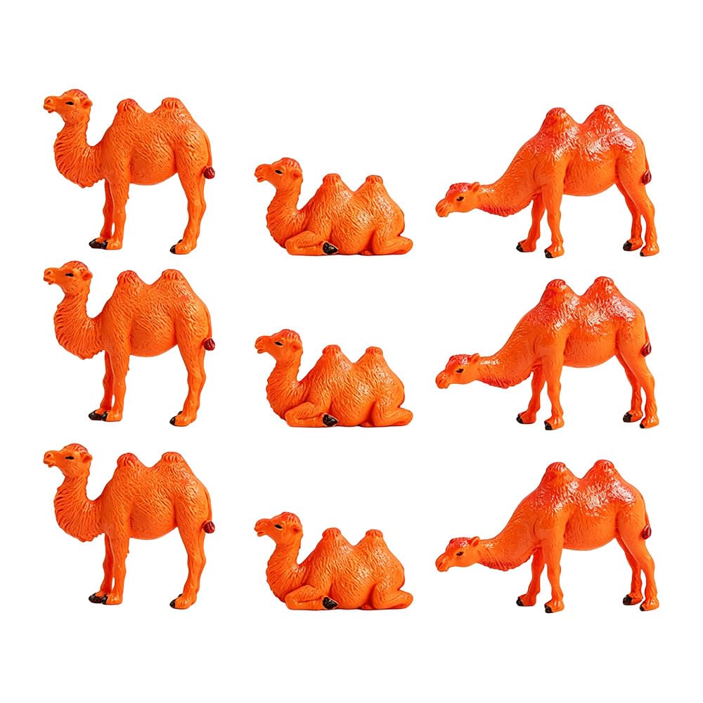 Jehoshaphat 9Pcs Simulated Camel Figurine Desert Scene Ornament for Moss Vessel Potted Layout Desktop Display Decor