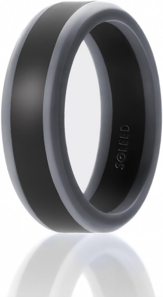 SOLEED Silicone Wedding Ring for Men (Power X Series), Safe and Sturdy Silicone Rubber Wedding Band Designed for Fitness, Weight Lifting/Training,Kettlebell and Exercise Bands Workout