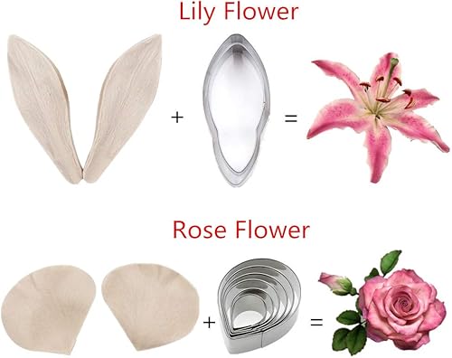 Miniatura 3 de Kit de herramientas de pasta de goma de mascar para flores y hojas, 4 juegos de cortador de flores de pasta de goma, 4 moldes de silicona para