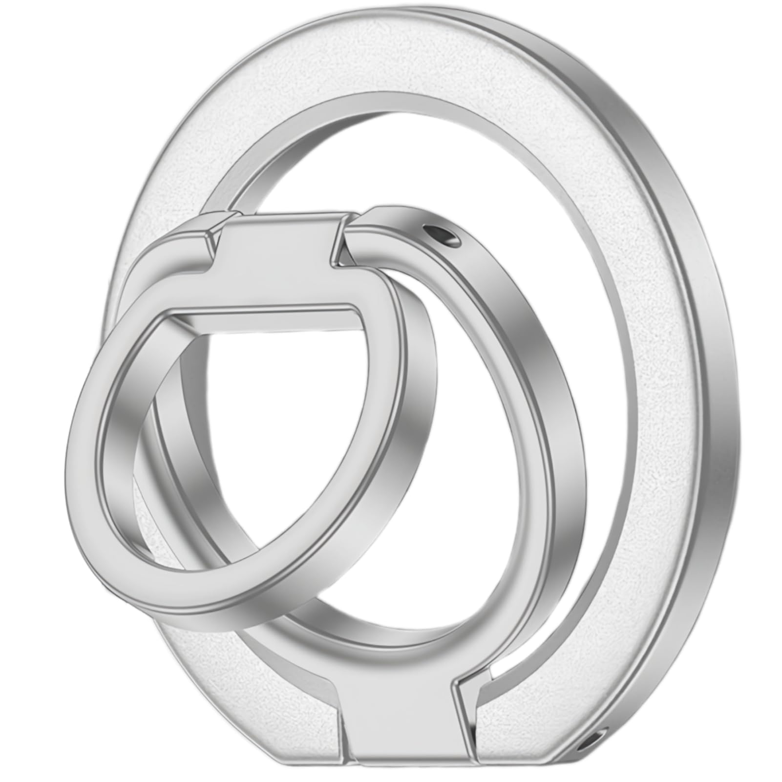 MagSafe 対応 スマホリング 両面マグネット マグセーフ リングスタンド バンカーリング 携帯リング 薄型 アルミ合金 指輪型 横置き 縦置き 角度調整 折りたたみ iPhone 17 16 15 14 13 12 Pro Max/Android対応 シルバー