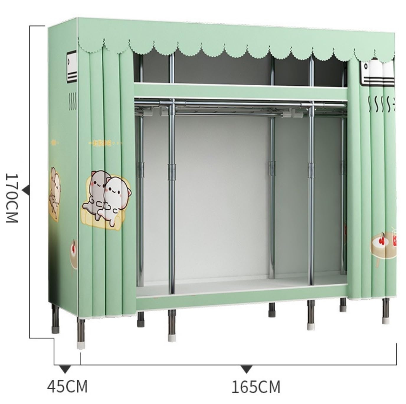 Wardrobe Closet Schrank Robuster Tragbarer Kleiderschrank Mit Abdeckung, Kleiderschrank Mit Reißverschluss Für Schlafzimmer Closet Aufbewahrungsschrank(165 * 45 * 170cm)