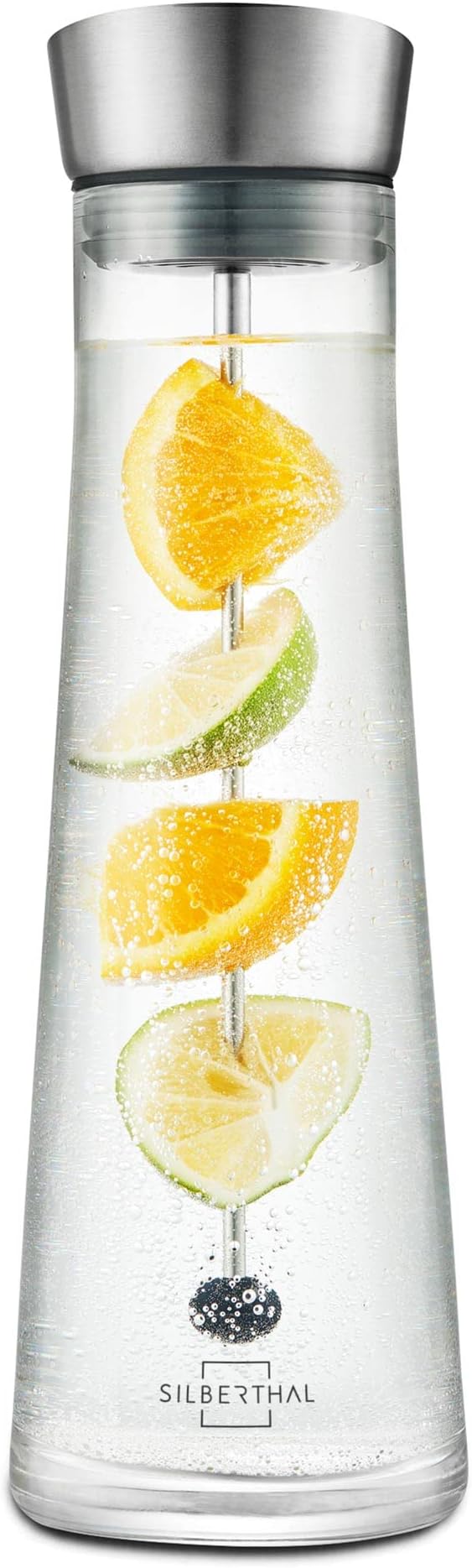 Glass Bottle with Pouring Lid 1L – Removable Infuser - Detox Infused Water Jug - Dishwasher Safe