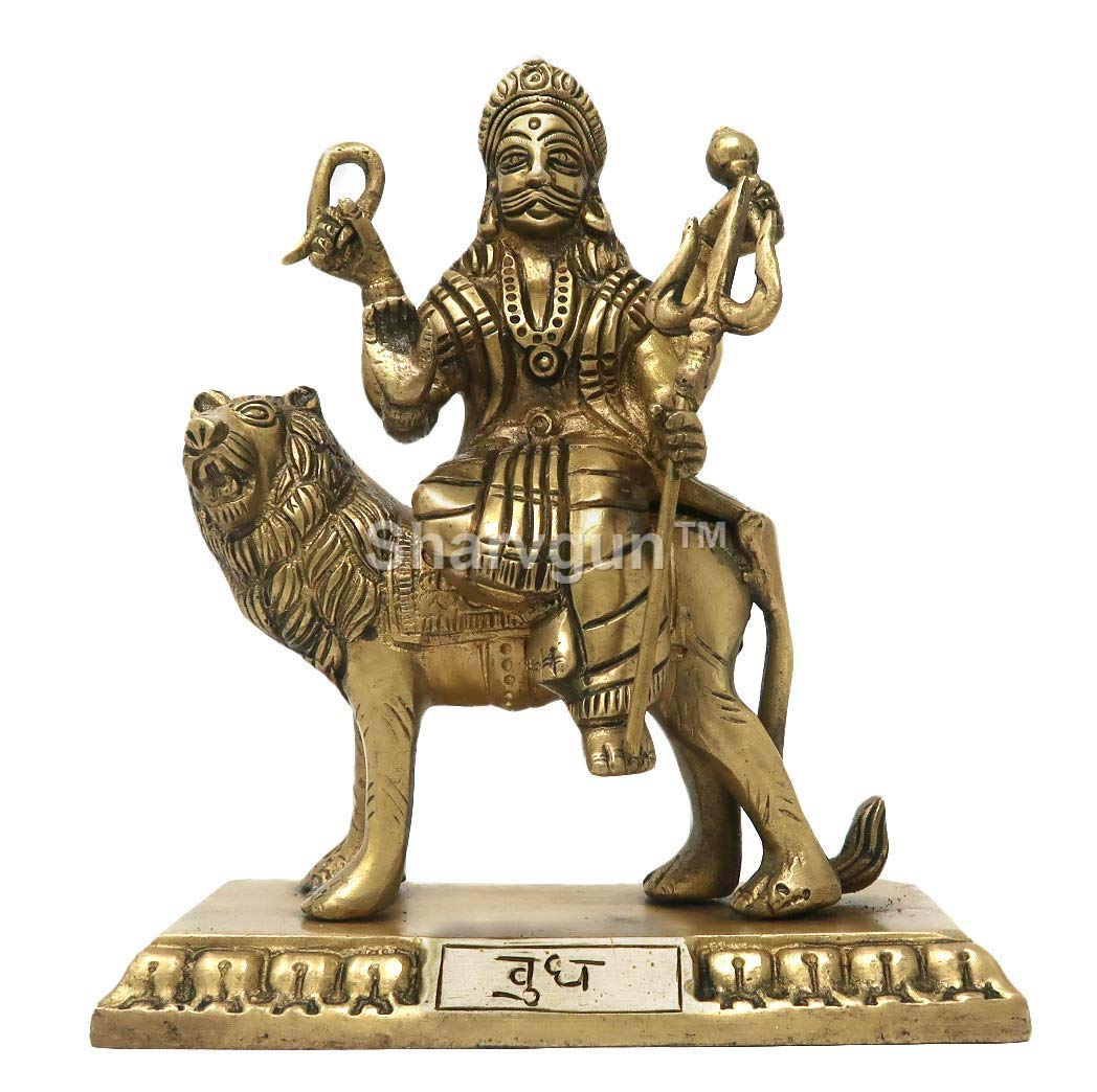 Sharvgun Hindu Navagraha Idol Murti of Deity Budh God Brass Statue for Puja Size: 7.25x6x3 inch 1.9 Kg