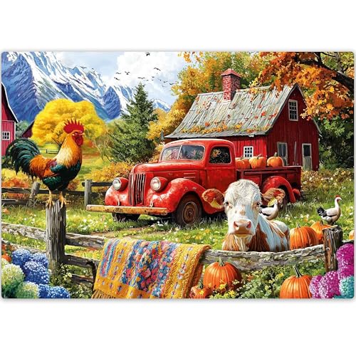 QUOKKA Puzzle Für Erwachsene 500 Teiliges Puzzle Zum Thema Bauernhof Originelle Collage Vom Künstler Handgefertigt Einzigartig Geschnittene Teile Mit Gutem Griff FSC Zertifiziert Und Recycelba
