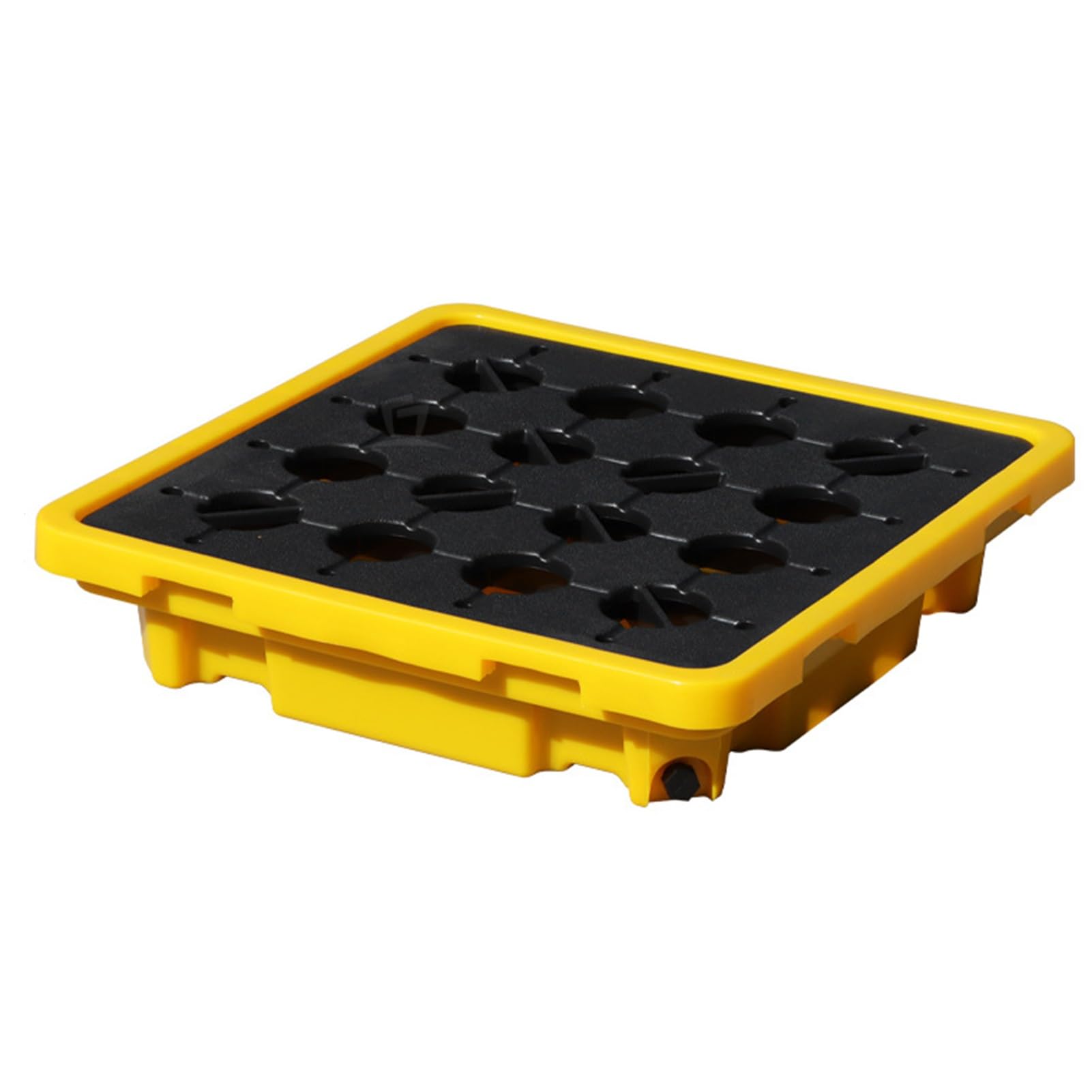GYEQXKT Spill Containment Platform, Yellow And Black Polyethylene Pallet, Warehouses Factory Workshop Leakproof Tray, Storage Stack Oil Drums Paint Bucket Pallets (Size : 26.38x26.38x5.91in/67x67x1