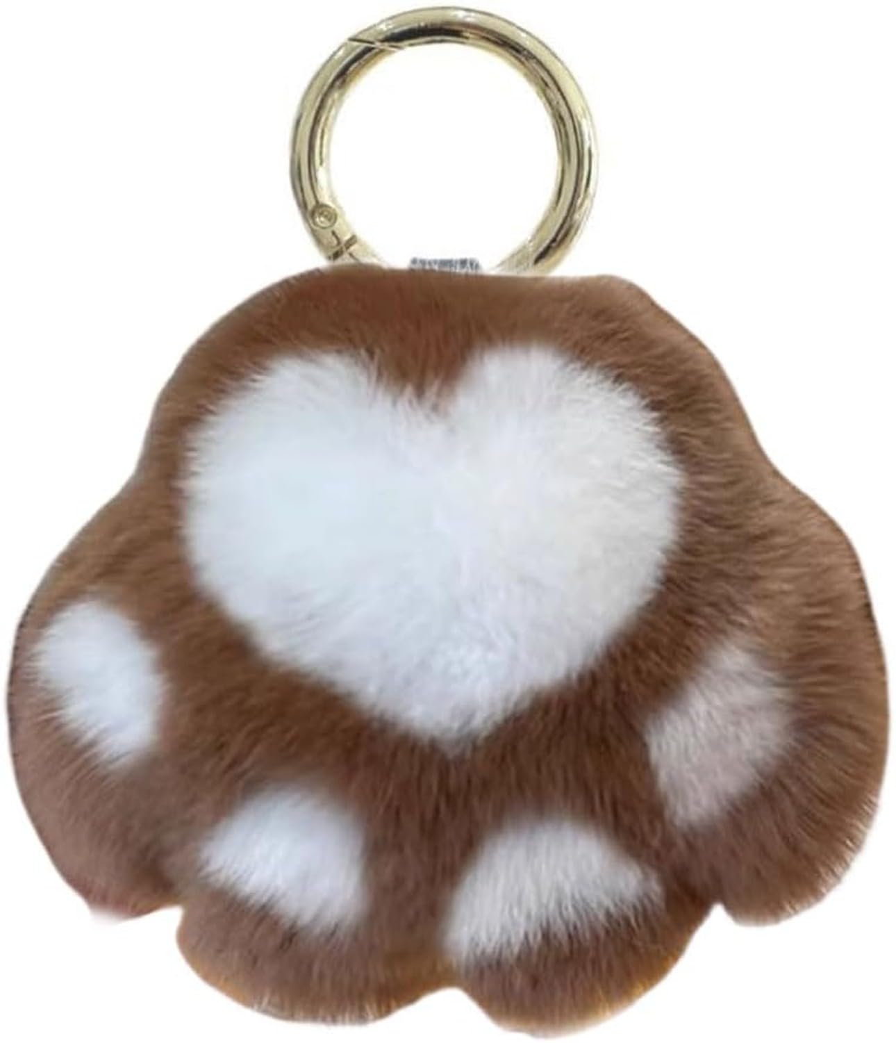 AIEIJJH Adorable Soft Plush Cat Paw Keychain Fluffy Warm Pink Kitty Hand Keyring Holders for Bag Purse Pendant Cute, Brown
