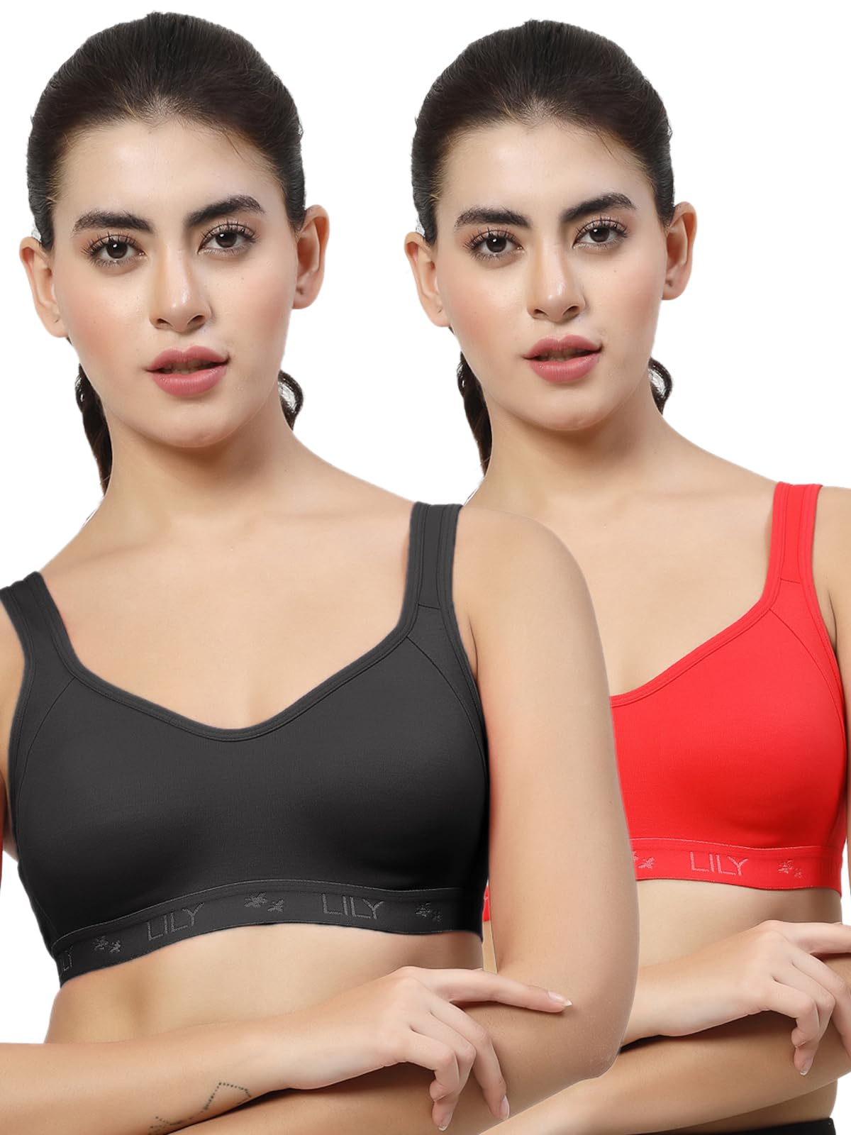 lily Black, Red Non Padded Seamless Sports Bra-picture-32