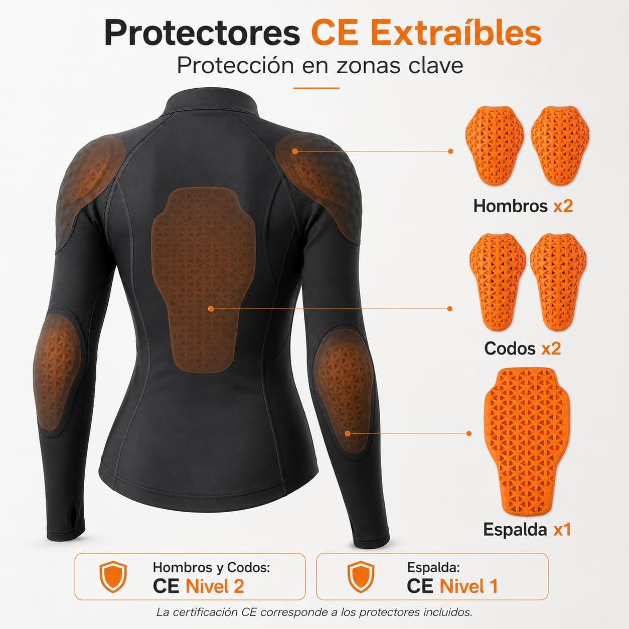 Chaqueta de Motociclista de Malla Transpirable para Mujer, para climas cálidos, con certificación CE, Camisa Protectora con Armadura extraíble Capa Acolchada Ligera para conducción