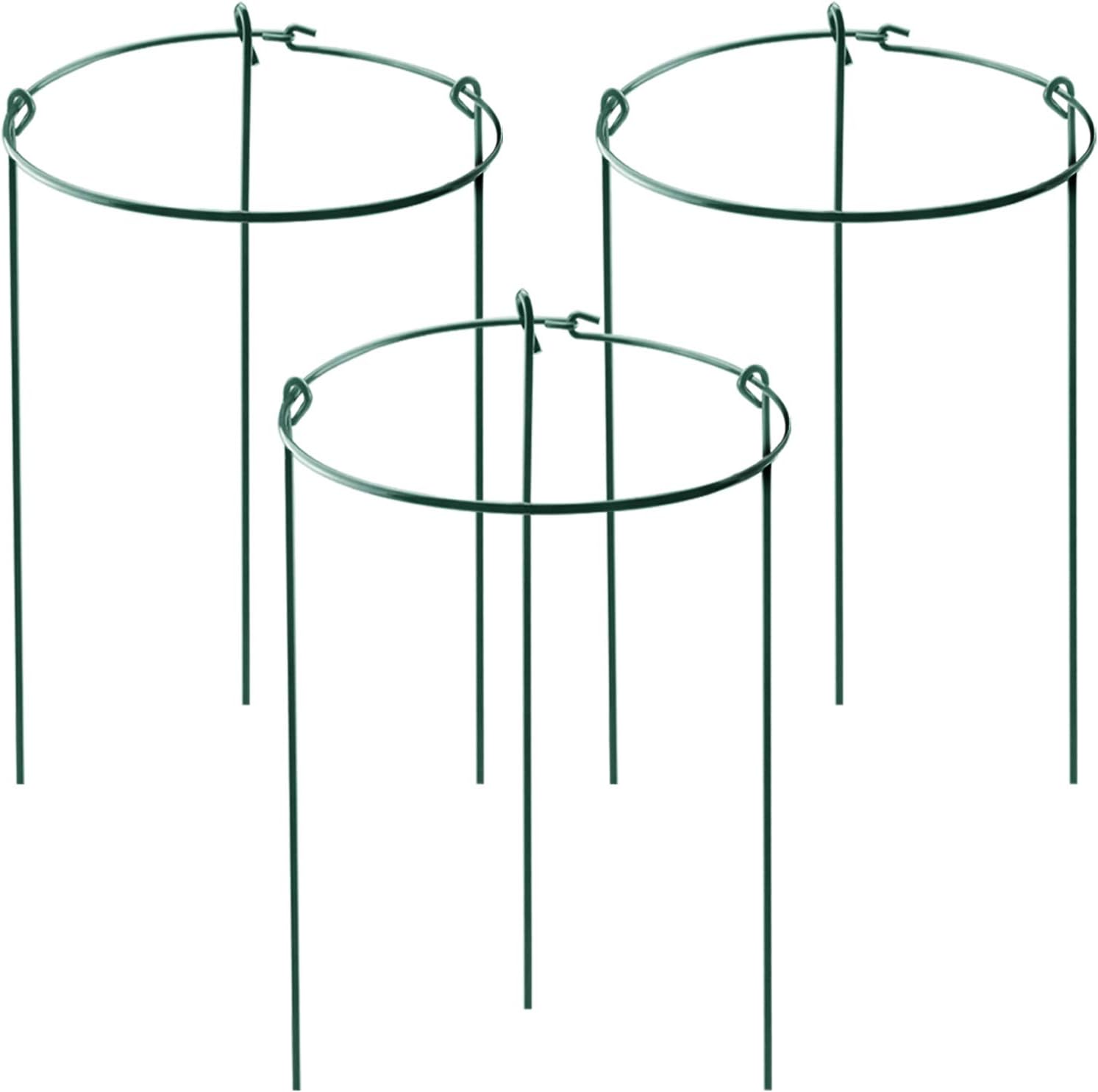 HiGift 3 Pack Peony Cages Support Stakes Ring for Garden, Round Plant Support for Outdoor (10″ W x 17″ H), Indoor Plant Cages Hoops Plant Rings for Tomatoes,Rose,Astilbes,Vine Indoor Potted Plants