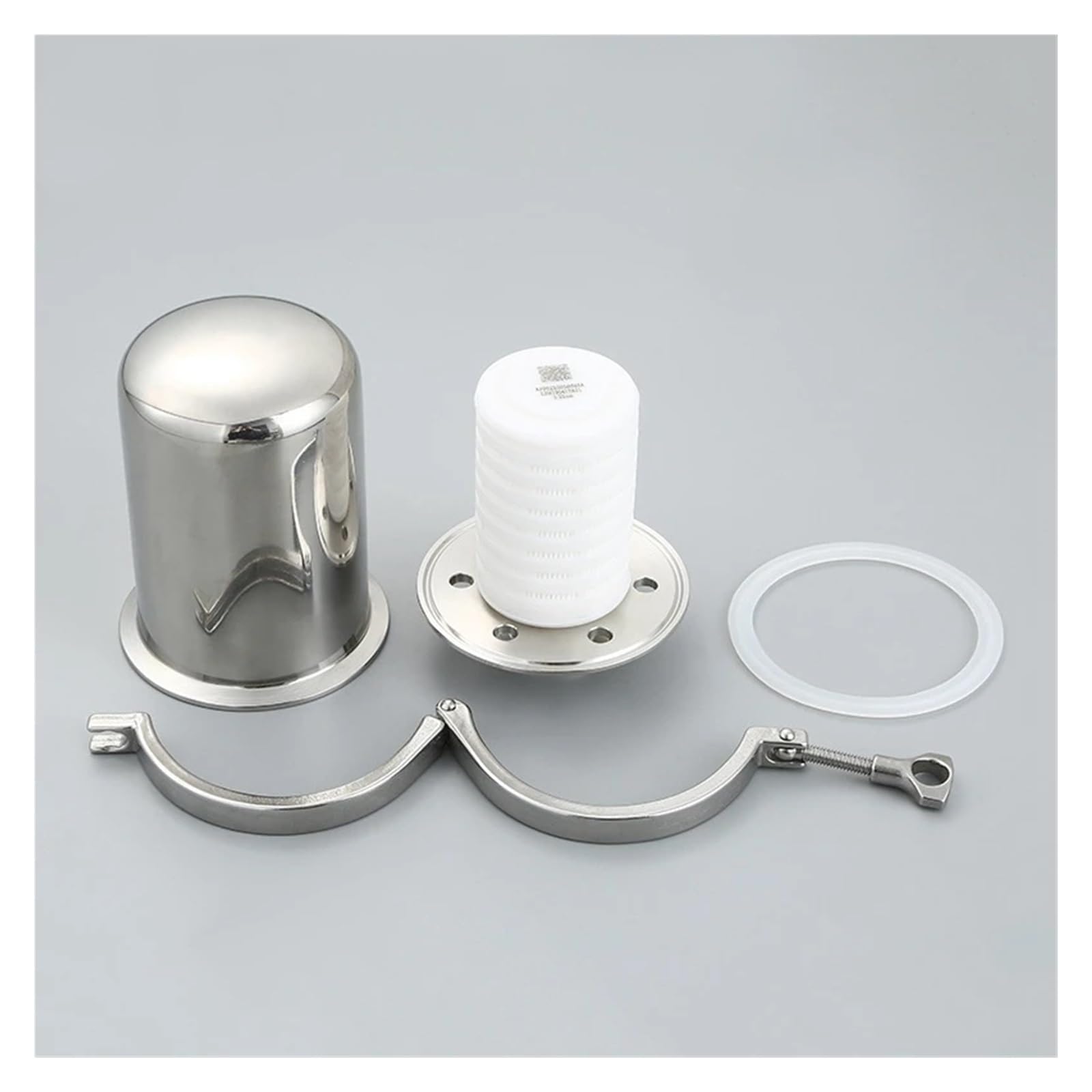 Atemschutzmaske aus Edelstahl 304 mit Tri-Clamp-Luftventil und hygienischer Sterilisations-Atemschutzmaske(TC50.5mm x 102mm,0.22um PP)