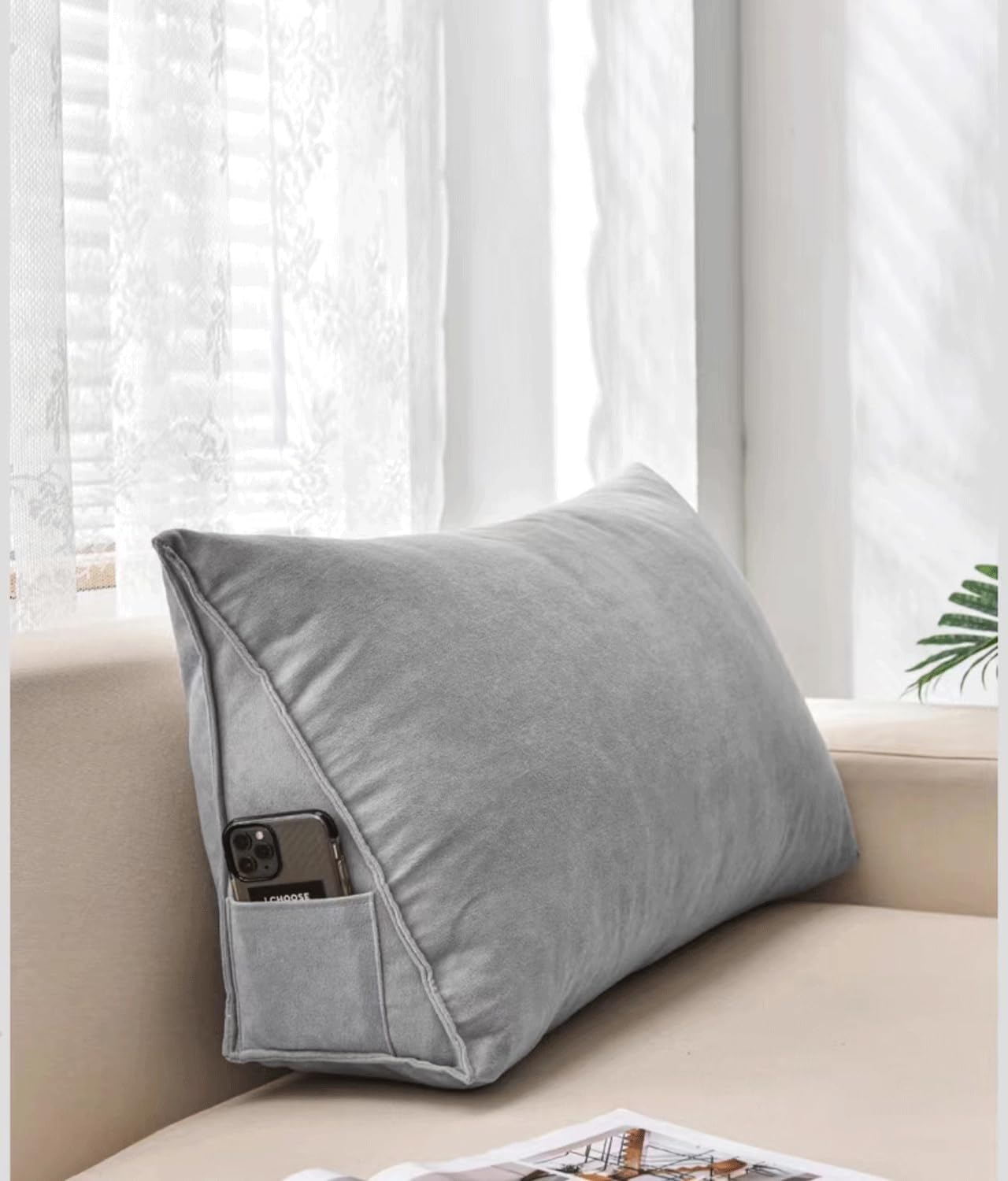 Headboard Pillow for Bed - Soft Colorful Backrest Cushion, Lumbar Support for Daybed, Comfortable Back Pillow for Relaxation and Support (Grey1 70x35x20cm)