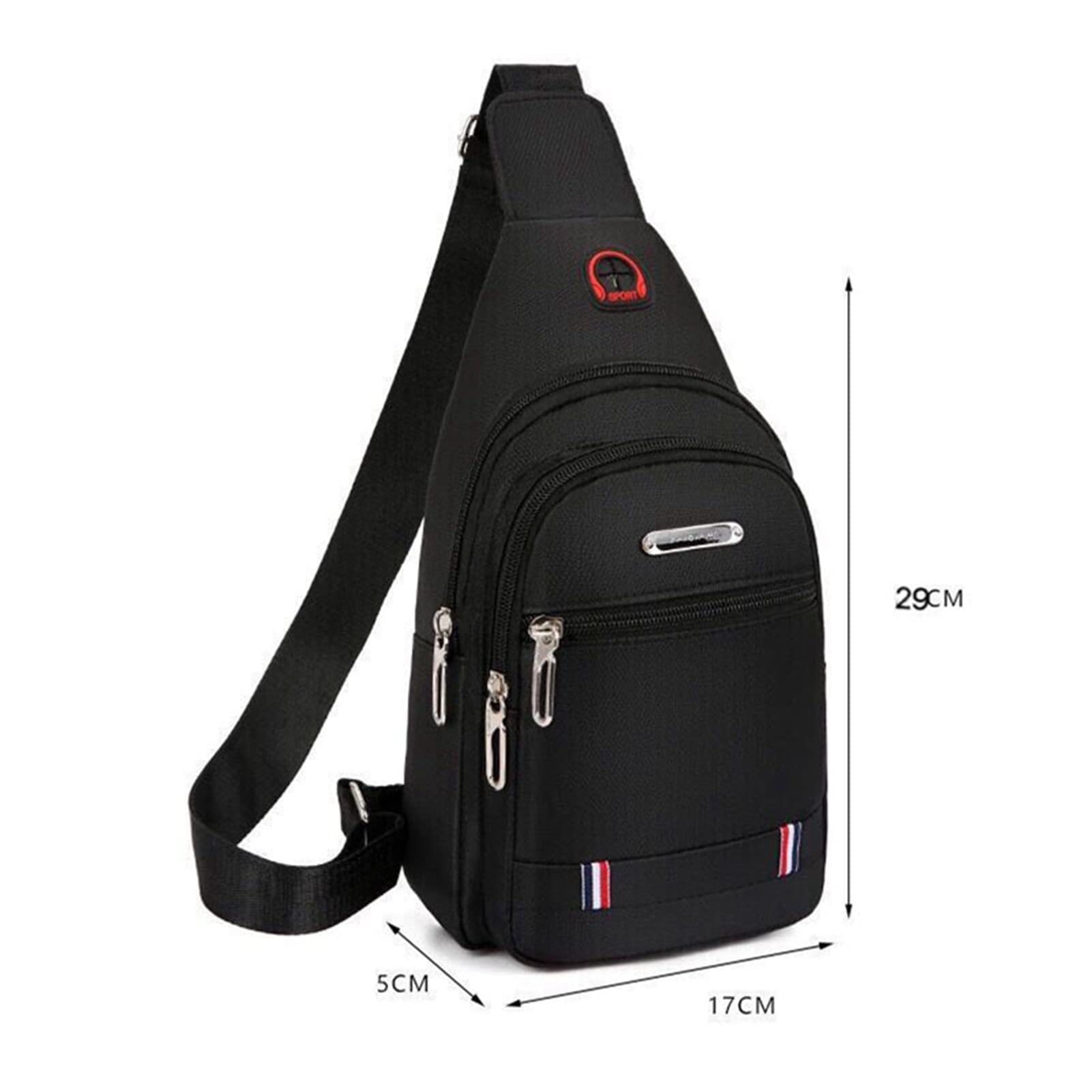 Dilwe Sac de Poitrine Hommes Tissu Oxford Polyester Grande Capacité Sac à Bandoulière Léger