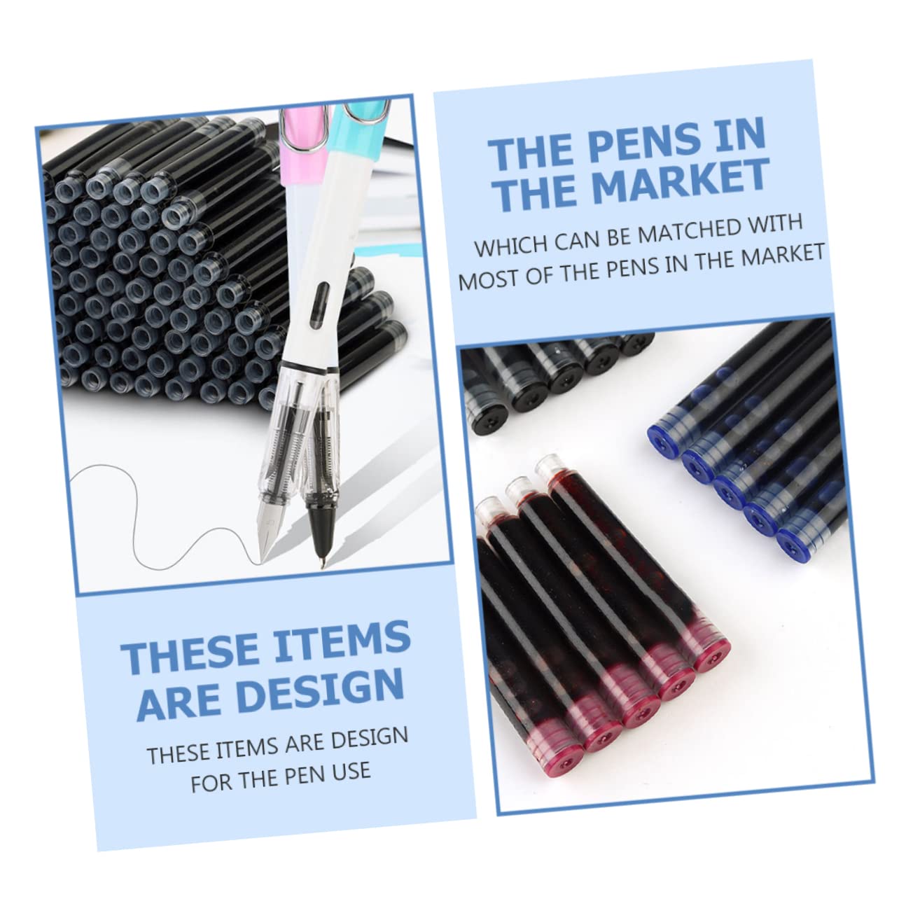 Gadpiparty 3 Series Recambios De Tinta Para Pluma Estilográfica Accesorios De Tinta Para Estudiantes Y Oficina Surtido Negro Azul Rojo 150 Piezas X 3