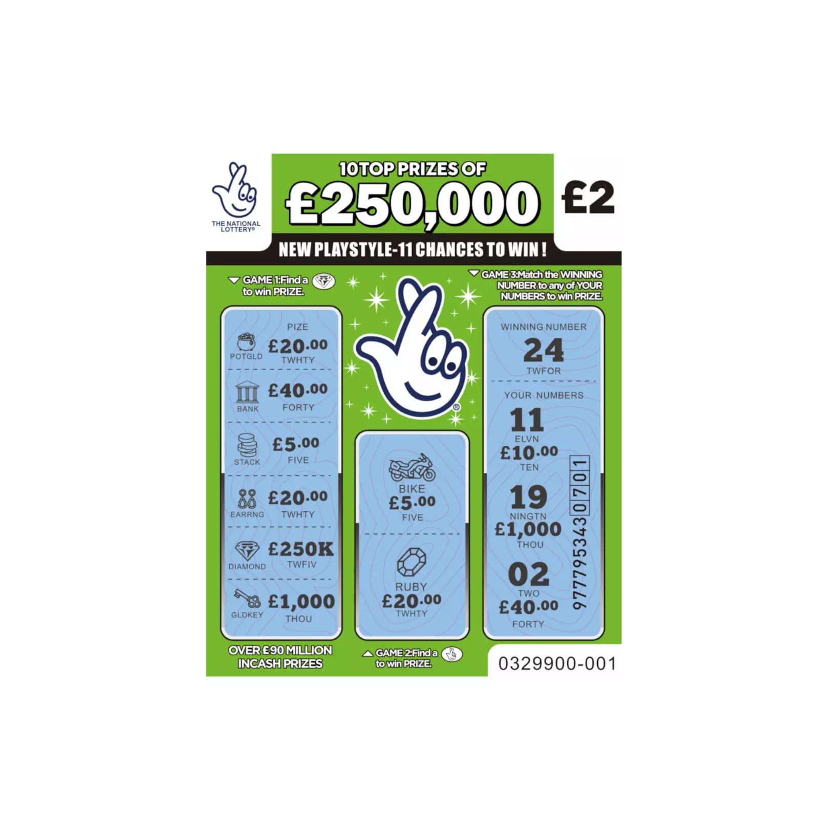 5x Fake £250,000 Winning Scratch Cards, Realistic Green Lottery Prank Tickets, Funny Scratch-Off Joke Gag Gift for Birthdays, Christmas and Parties