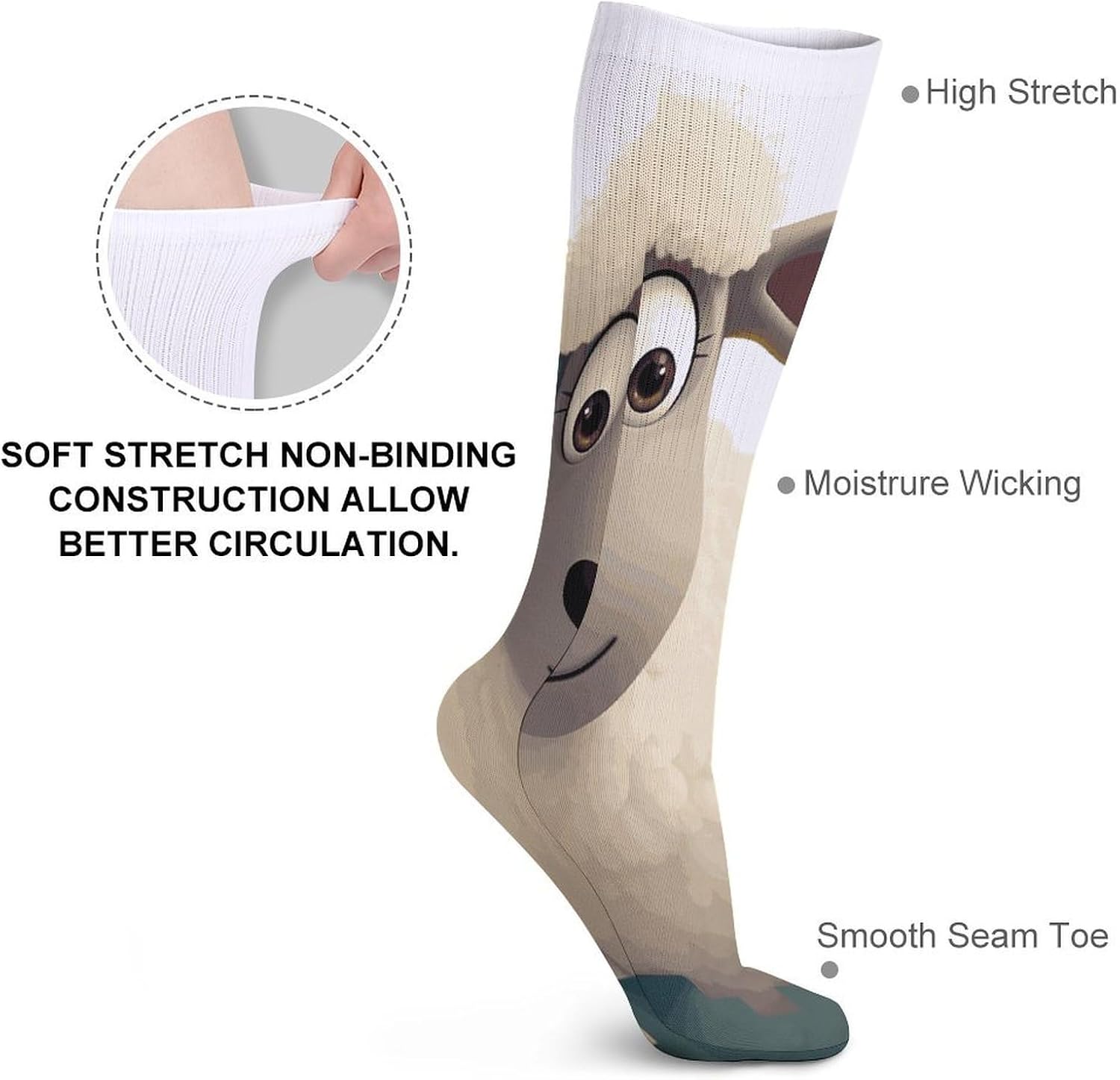 Sheep Knee High Socks Cozy Knee High Socks Soft Mid-Length Sock for All Seasons Daily Wear Adult