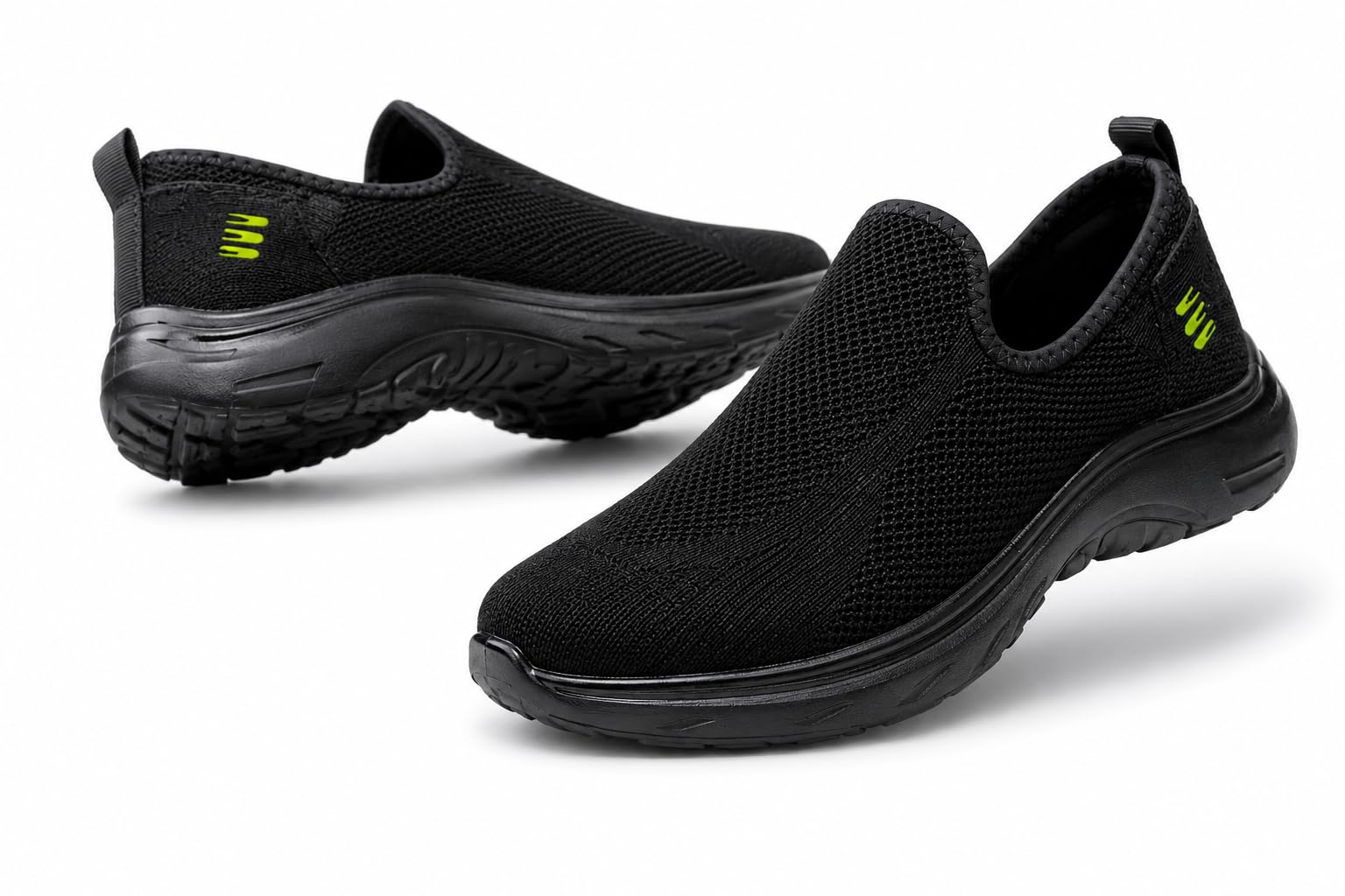 Rhino Men's Slip-On Sneakers | Breathable Mesh Sports Shoes for Men | Lightweight Walking, Running & Gym Shoes | Anti-Slip Casual Travel Footwear with Cushioned Sole | Black-image-46