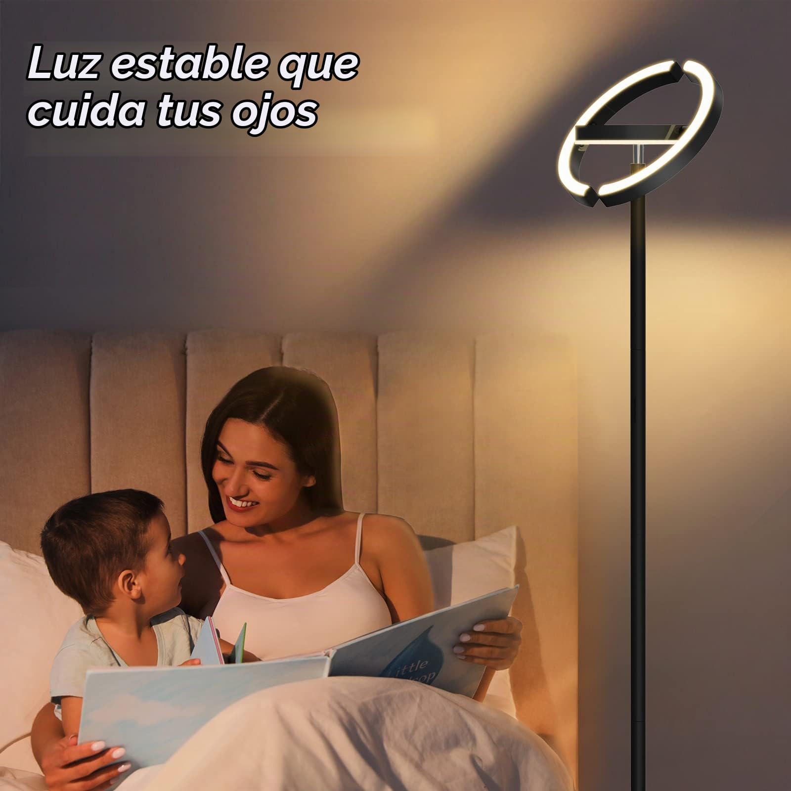 FIMEI Lámpara de Pie, 3 Temperatura de Color y Atenuación Continuas, con Control Remoto y Táctil, Moderna Lámpara de Lectura para Sala de Estar, Dormitorio, Oficina, 36W, Luz Central hacia Abajo