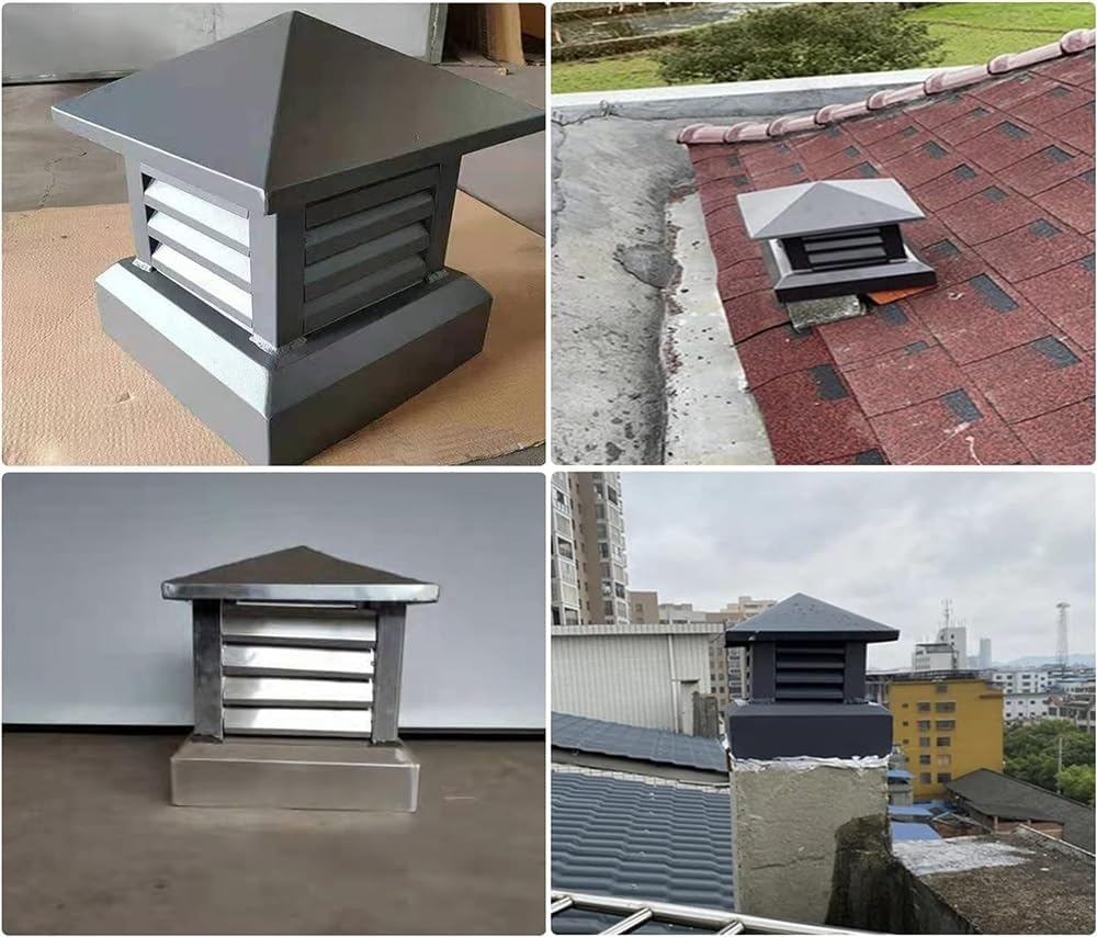 Zanotva Aluminum Alloy Chimney Cowl Cap Tool, Roof Vents Louver Hood Vent Cowl Pipe Rain Cover Protector Cap Ending Roof Cowl Ventilation Cap (Size : 35x35cm)