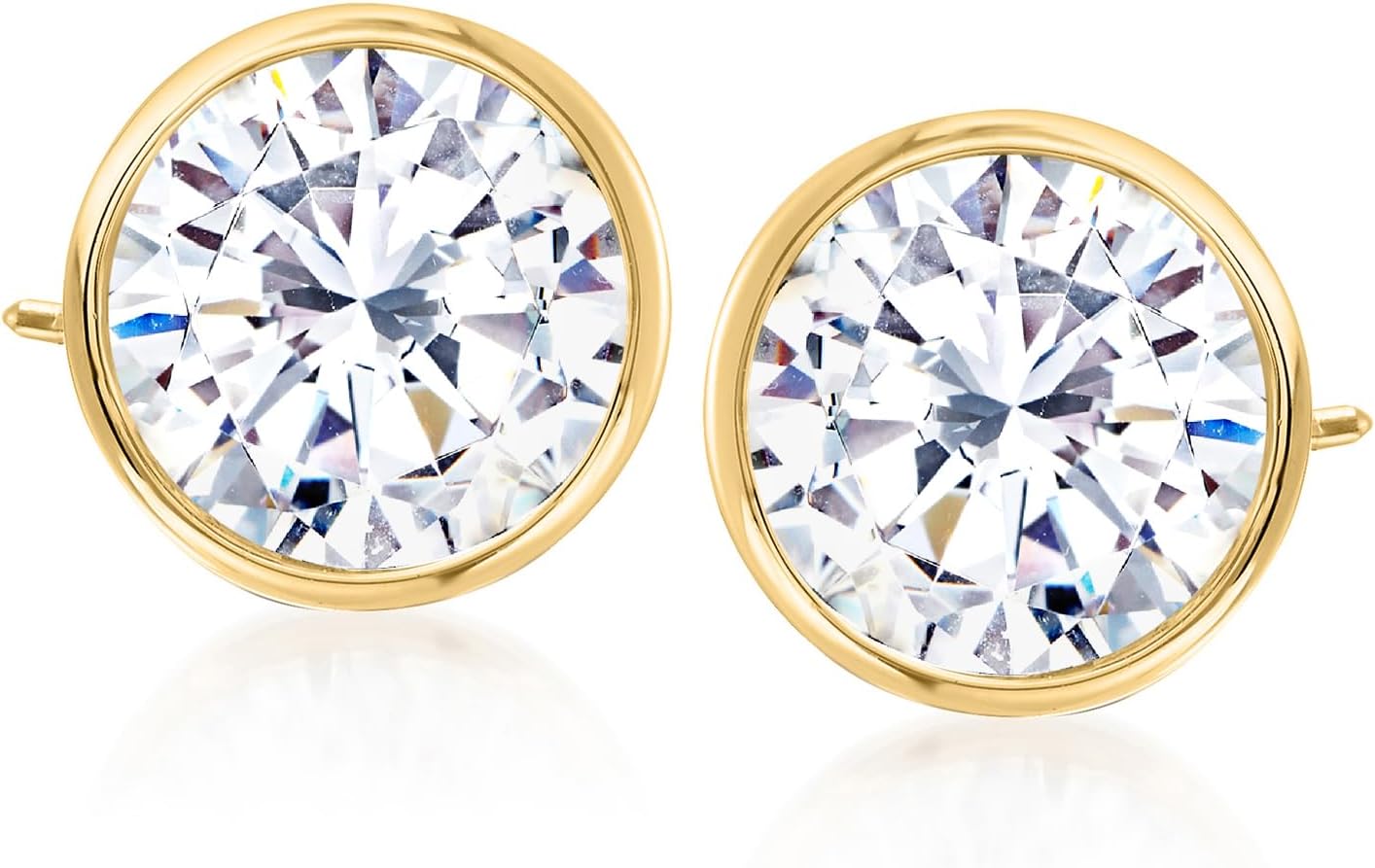 Ross-Simons 3.00 ct. t.w. Bezel-Set CZ Stud Earrings in 14kt Yellow Gold