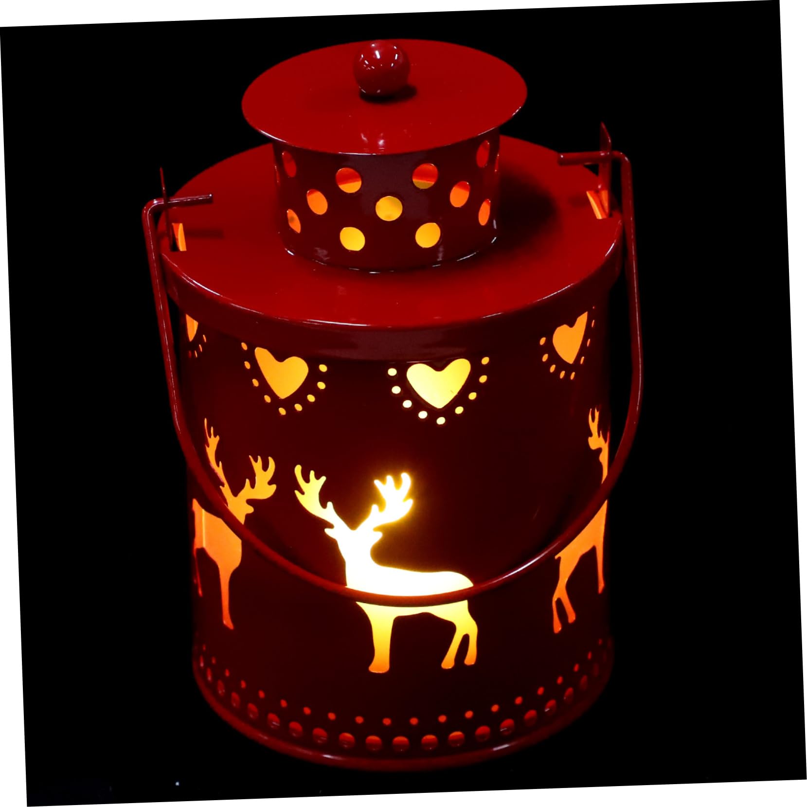 NUOBESTY Luces De Velas Navideñas Farol LED Navideño Farol Pequeño Farolillos Farol Decorativo Farol Navideño Decorativo Farol Decorativo Farol Festivo Hierro Forjado Rojo