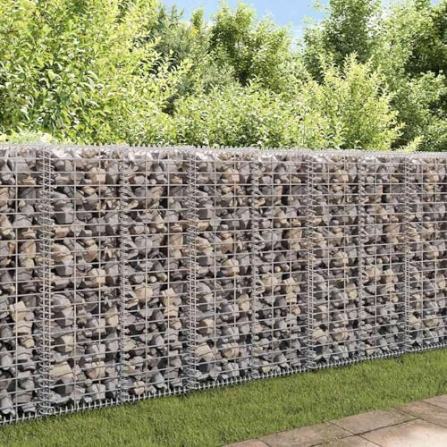 Gecheer Gabion Wall with Covers Galvanised Steel 20x20x100 cm Gab...