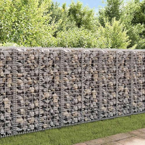 Mengtu Gavión pared con cubierta de gaviones de piedra gaviones cesta de piedra gaviones pared cesta de alambre para jardín 20 × 20 × 100 cm acero galvanizado muebles de jardín