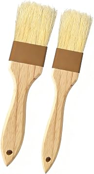 Pastry Basting Brush - Food Grade, No Shedding Natural Bristle, Heat Resistant Wooden Handle, Durable Kitchen Tool for Baking, Cooking, Butter, Egg Wash, Glazing, Oil, Sauce 1" & 1.5"