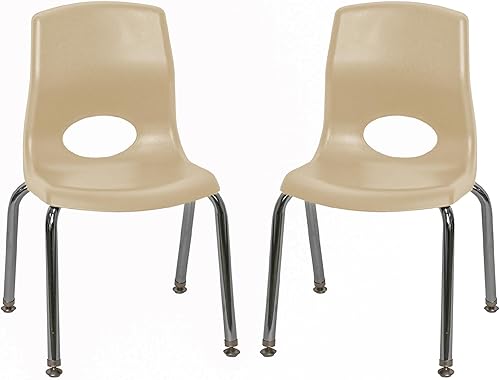 Vista 9 de Silla para Niños de Factory MyPosture Plus de 14", Gris con Patas de Cromo, Juego de 2, Solución de Asiento Ergonómico Apilable para Aulas