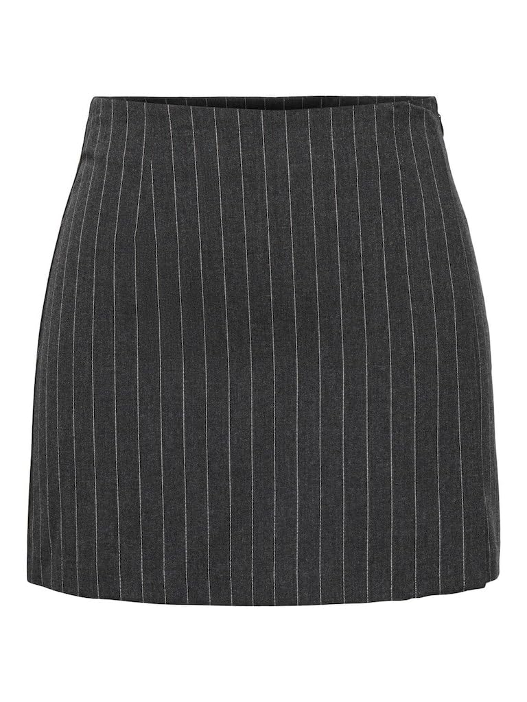 ONLY ONLBRIE HW Women's Short Pinst Skirt TLR NOOS Skirt, Dark Grey Melange/Stripes: White, 38, Dark Grey Melange/Stripes:White, 12