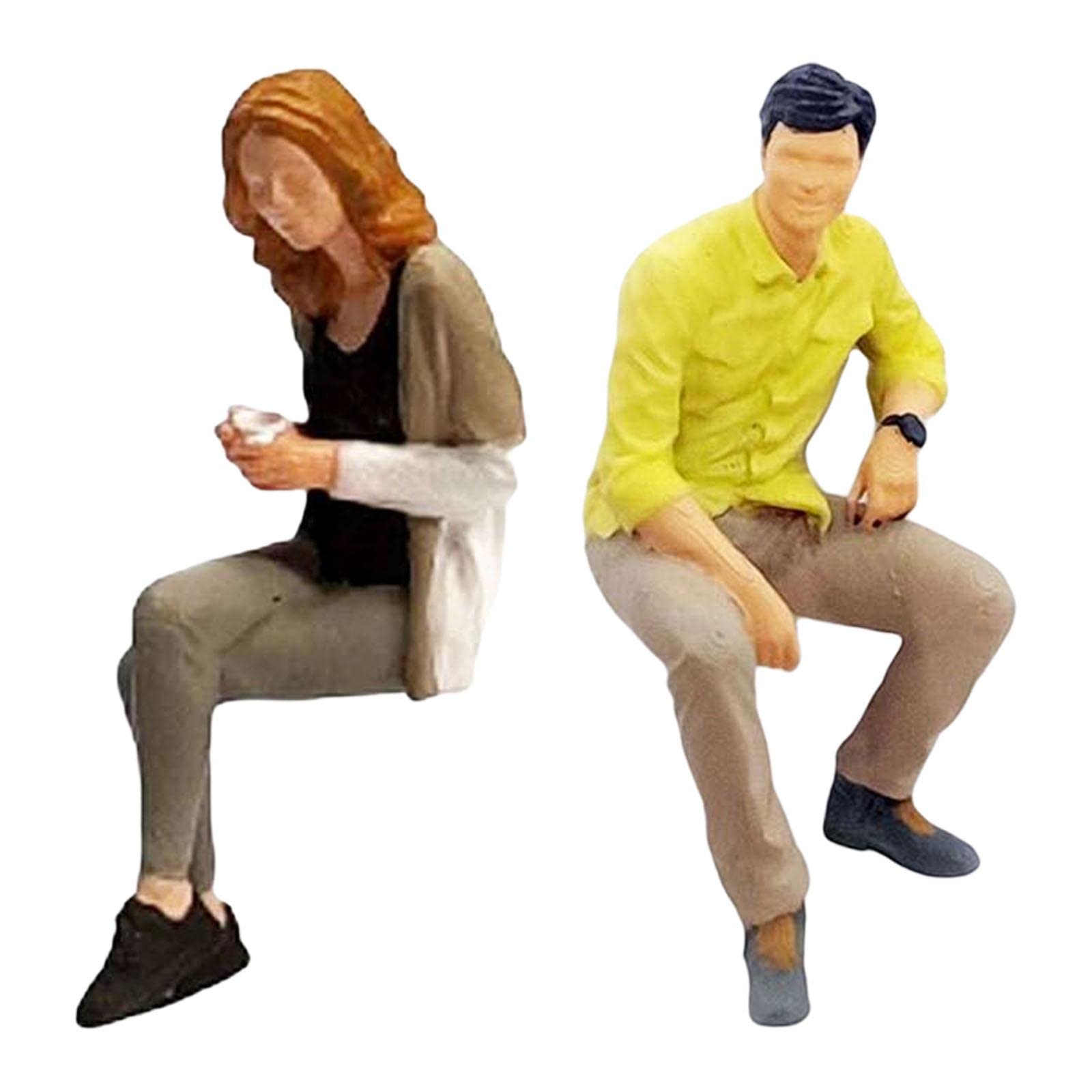 2 Pezzi Figure Persone Miniatura Modellini Personaggi Accessori Diorama Scenari Resinato Adatto per Decorazione Casa Educazione Gioco Fotografia Colle, Kaki