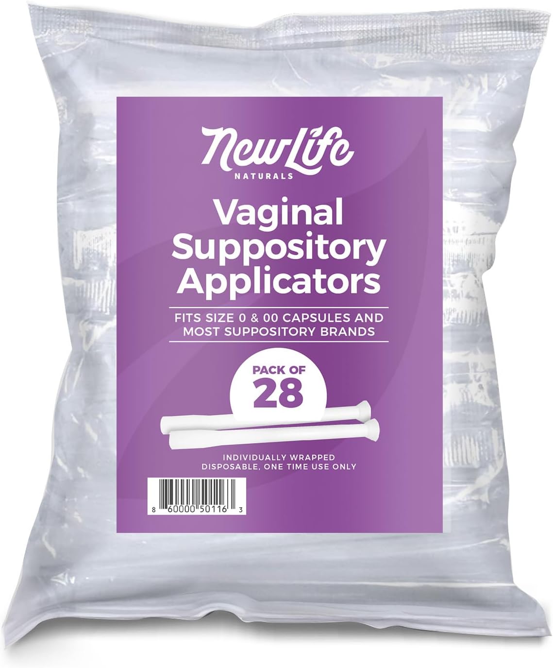 NewLife Naturals Vaginal Suppository Applicators for Boric Acid Suppositories, Size 0 & 00 Capsules, and Pills & Tablets โ Individually Wrapped Disposable Applicators โ Pack of 28 (Made in USA)