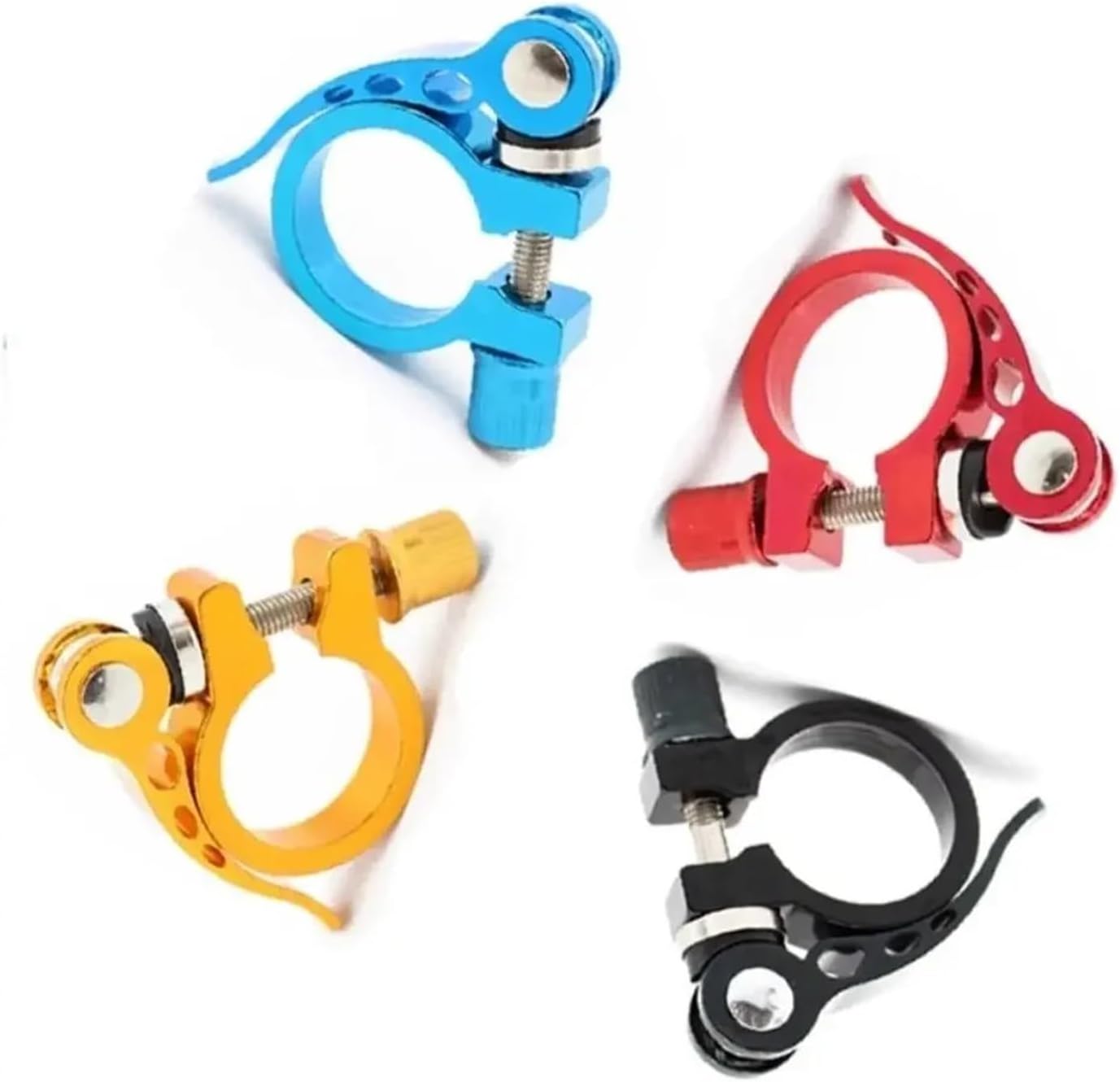 Bicycle Seat Clamp 2pcs Bike Seatpost Clamp Aluminum Alloy Quick Release Seat Posts Cycling Accessories(Blue25.4mm1PC)