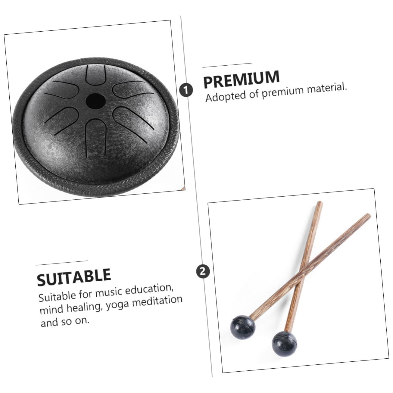 FUNOMOCYA 6 Note Steel Tongue Drum Mallets Ethereal Hand Drum Set Boys and Girls Adult Percussion Instrument Musical Instrument for Mind Healing