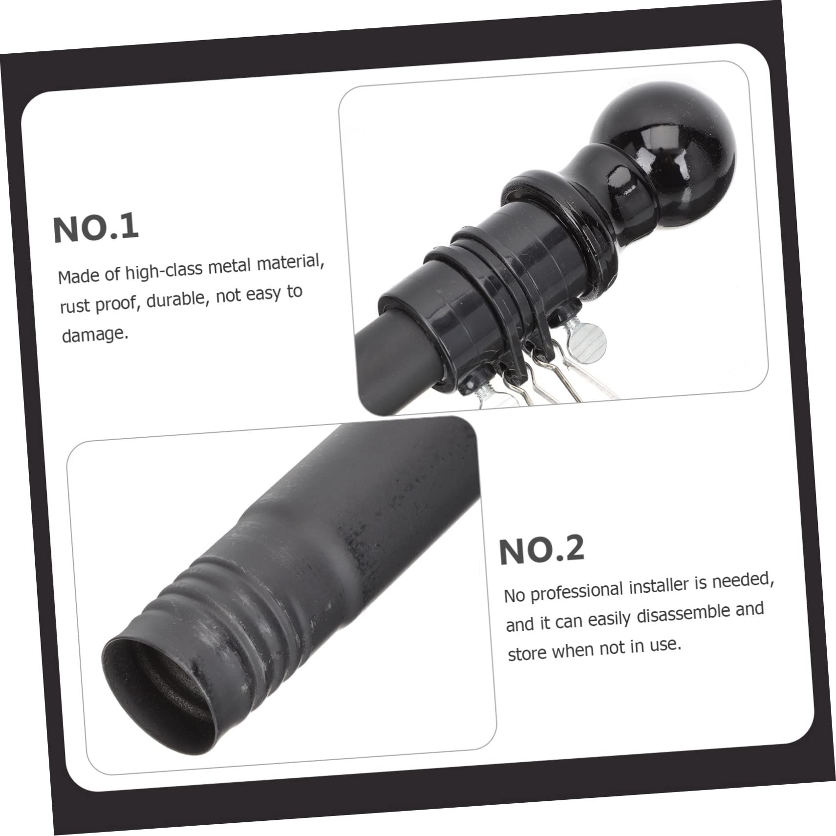 Pennone Bandiera da Esterno 6ft 5 Pezzi Nero Acciaio Inox