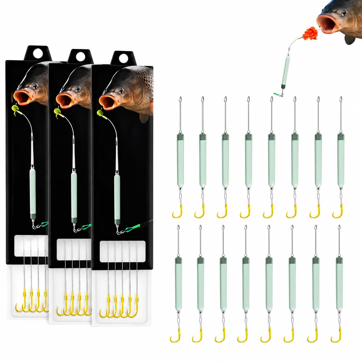 Pre Tied Off Bottom Fishing Rig Anti Snag Floating Hook Leaders 5 Piece Set