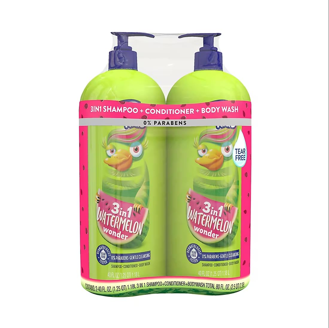 Suave Kids 3-in-1 Tear-Free Shampoo Conditioner Body Wash - Watermelon Wonder, 2 pk./40 oz