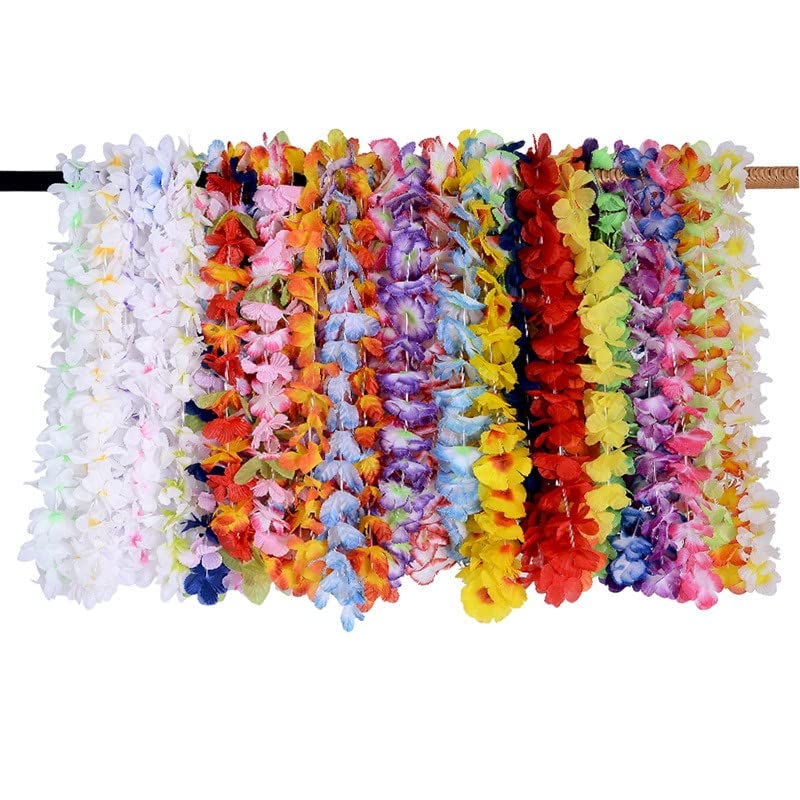 36pcs Counts Tropical Hawaiian Luau Flower Lei Party Favors for Kids or Adults Party Supplies, Summer Beach Vacation, Theme Party Decorations
