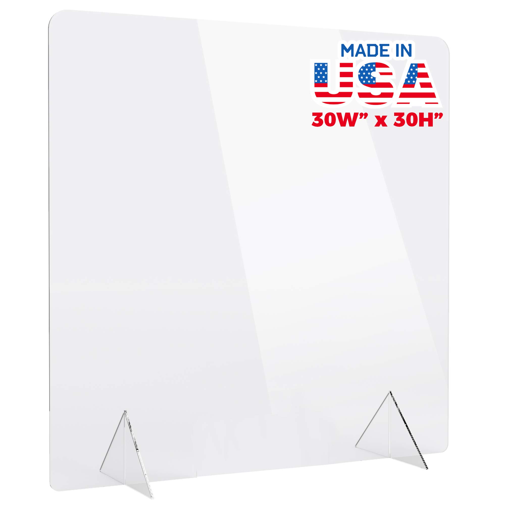 Buy Sneeze Guard for Counter, (30"W x 30"H) Freestanding Plexiglass