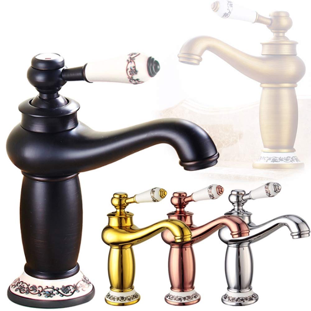 Grifo Mezclador para baño, grifos mezcladores de Lavabo de Lujo de Estilo Victoriano, Grifo Monomando para Lavabo de baño, Grifo Cromado para Lavabo de baño, Grifo para Agua Caliente y fría