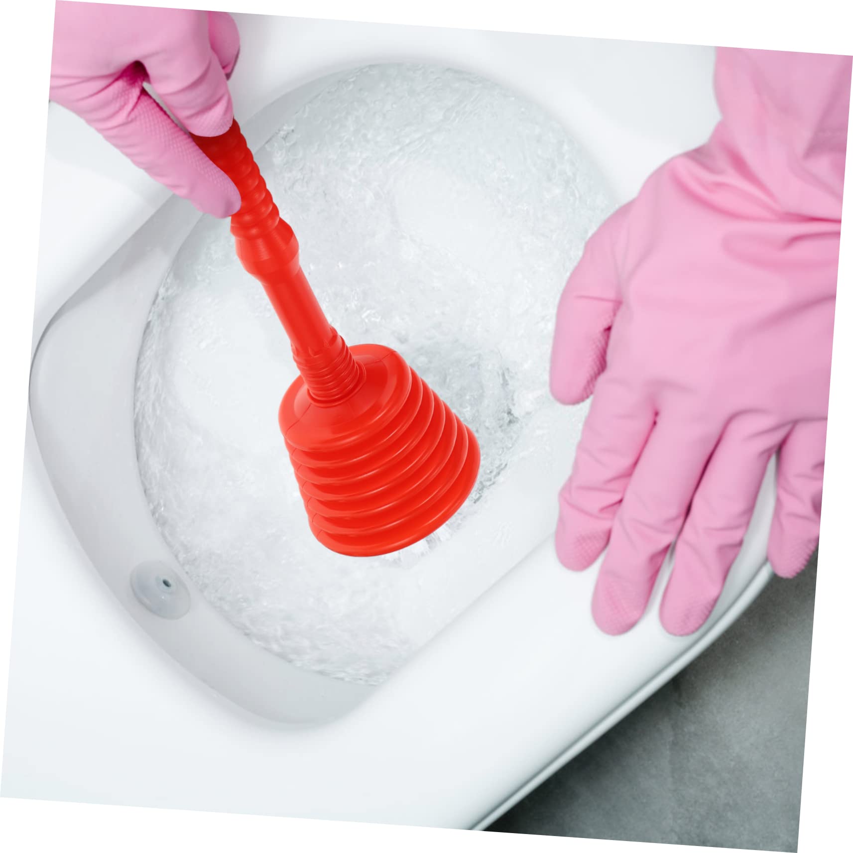 VILLCASE 2 Set Dragaggio per La Pulizia della Pelle Plungatori di Aspirazione Fogna Closestool Sturalavandini da Bagno Gomma da Cancellare Rosso 2 Pezzi * 2