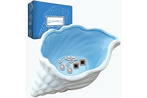 Elegant ZGRTZH Coastal Blue Ceramic Conch Jewelry Tray for Coastal Home Decor