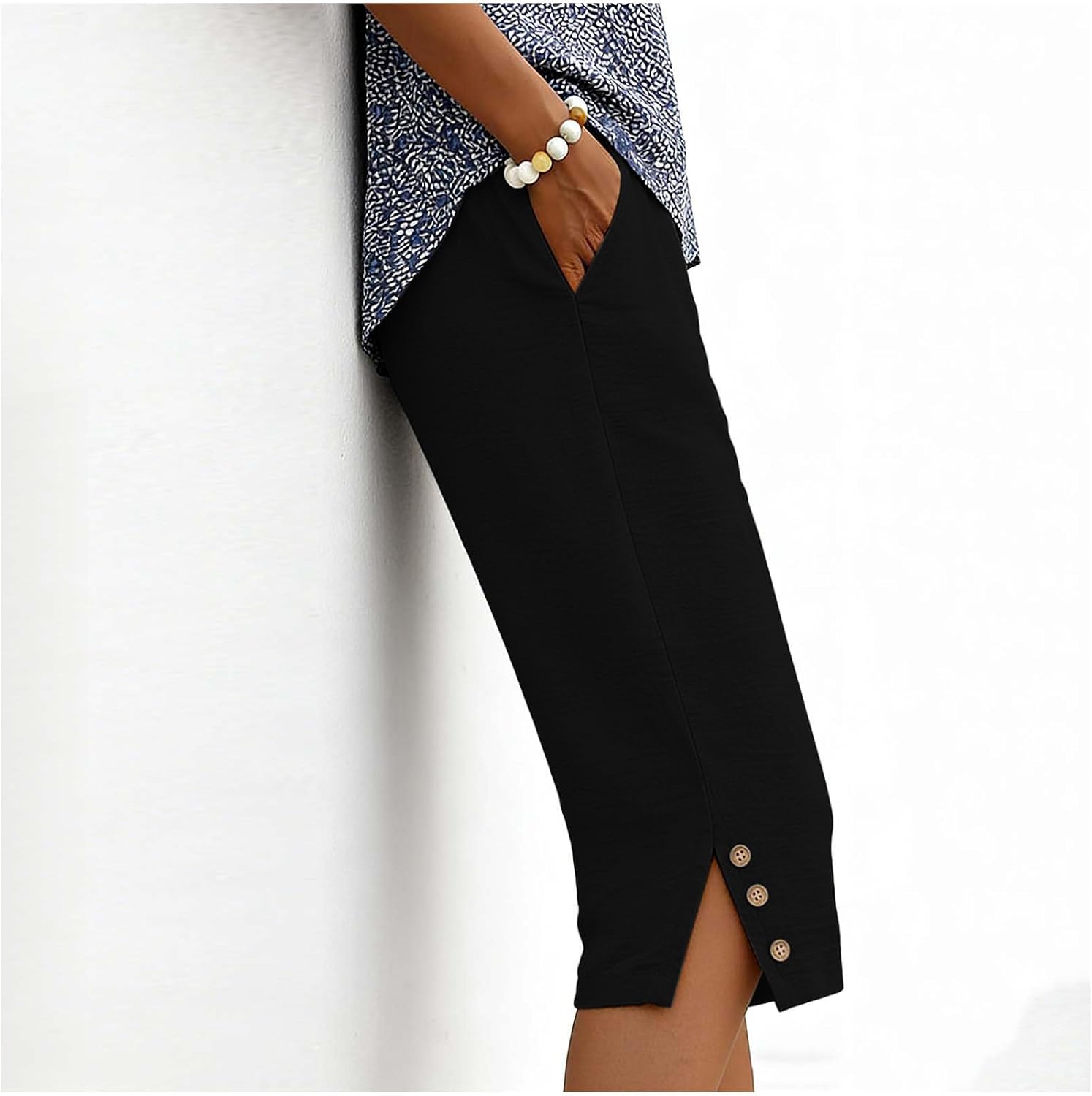 Wide Leg Shorts for Women Straight Long Bermuda Bottoms Side Split Casual Loose Cute Short Pants with Hidden Pockets