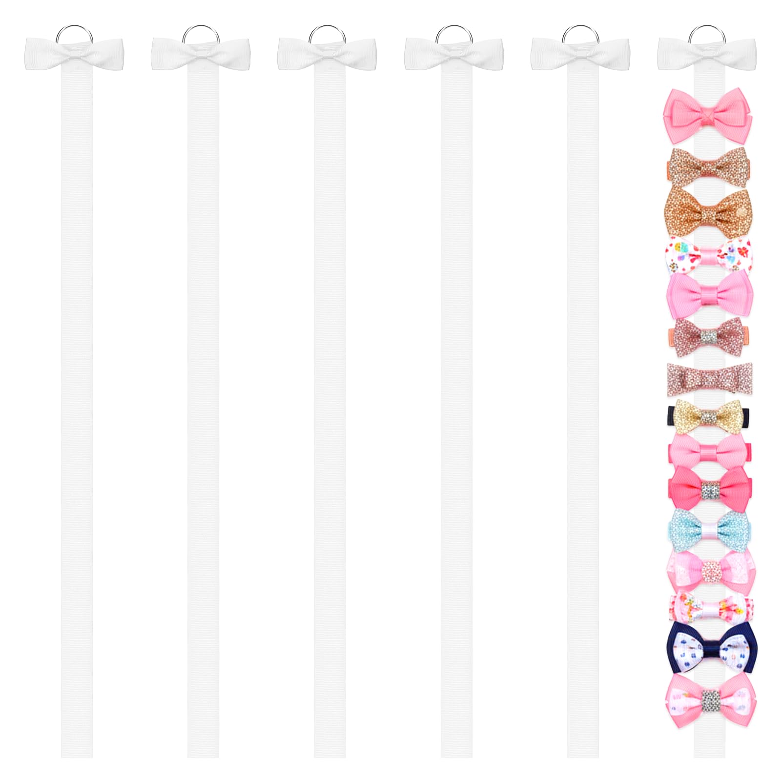 Tweruna 6 PCS Bow Organizer for Girls Bow Holder for Girls Hair Bows White Hair